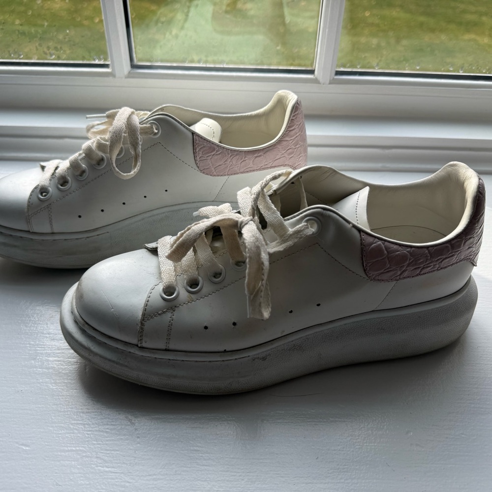 Women's White and Pink Sneakers